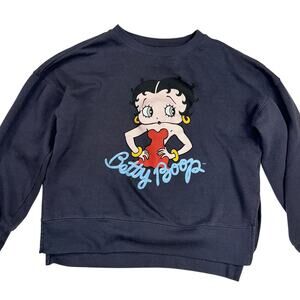 Betty Boop Charcoal Gray Long Sleeve Split Side Sweatshirt Size M